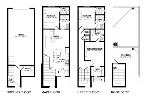 Floor plan for 3 beds, 3 baths, 1238 sqft